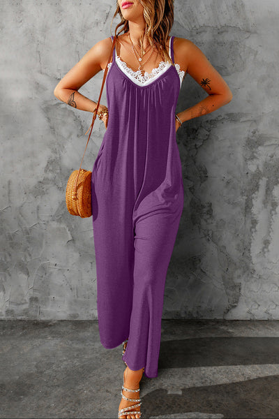 Full Size Spaghetti Strap Wide Leg Jumpsuit