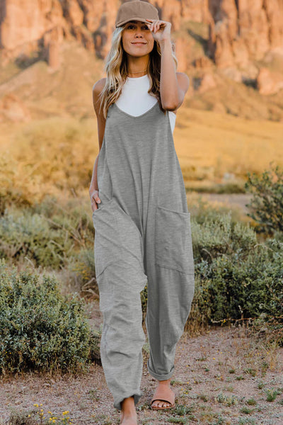 V-Neck Sleeveless Jumpsuit with Pocket - 5 color options