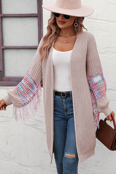 Fringe Sleeve Dropped Shoulder Cardigan - 3 color options