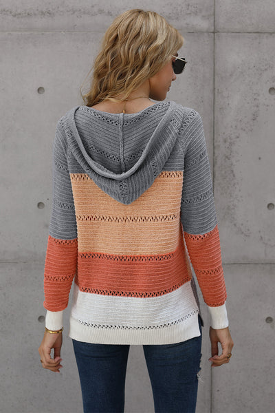 Color Block Knitted Hoodie - 3 color options!