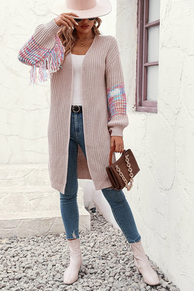 Fringe Sleeve Dropped Shoulder Cardigan - 3 color options