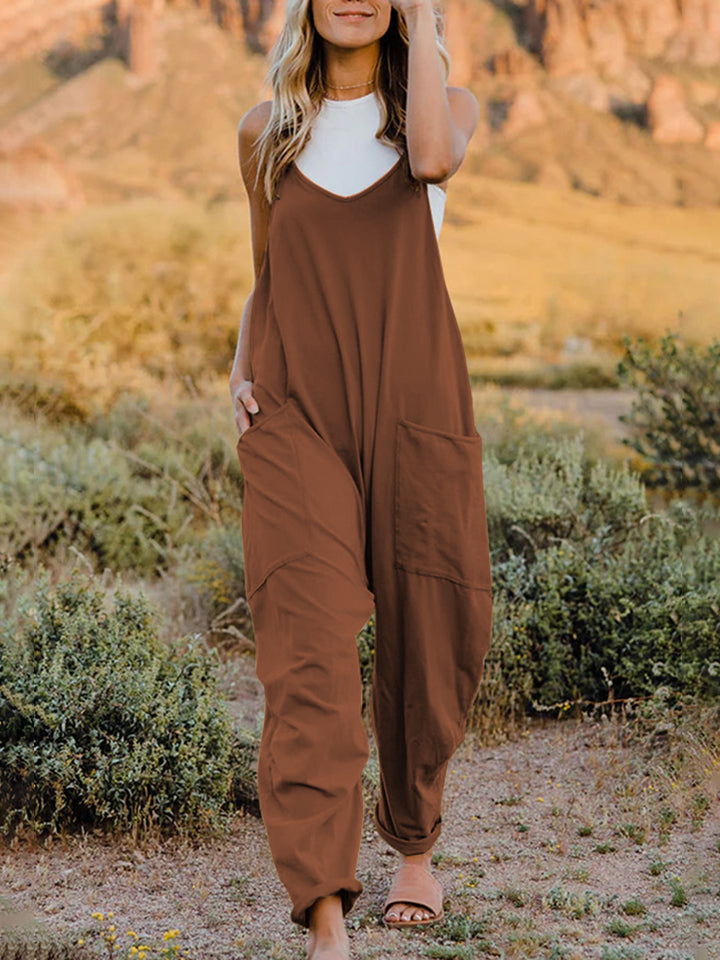 Double Take Full Size Sleeveless V-Neck Pocketed Jumpsuit - 2 color options!