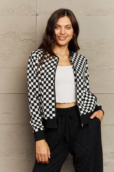 Ninexis Plaid Round Neck Long Sleeve Jacket - 4 color options!