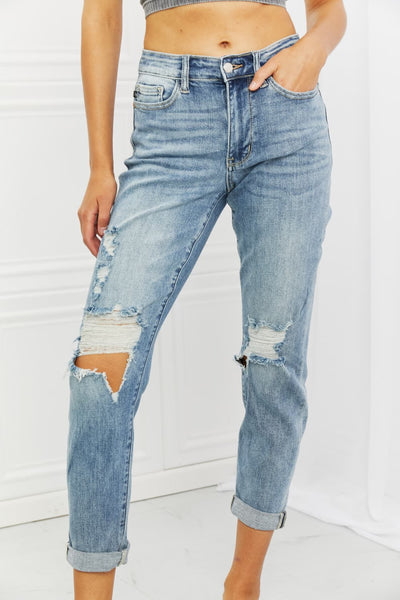 Judy Blue Malia Mid Rise Boyfriend Jeans