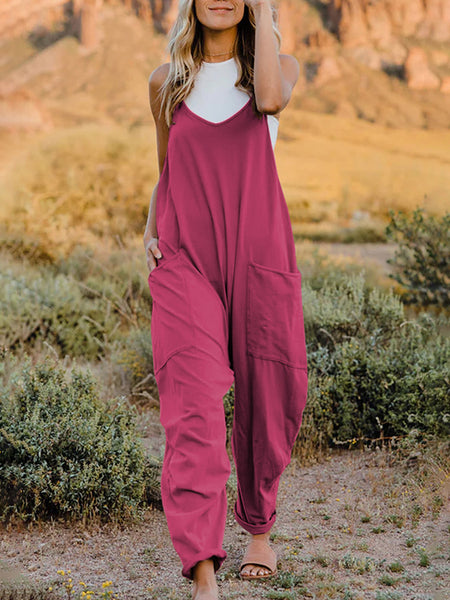 Double Take Full Size Sleeveless V-Neck Pocketed Jumpsuit - 2 color options!