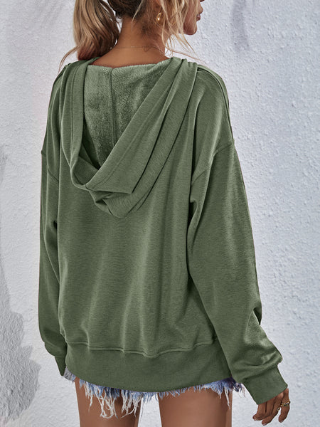 Dropped Shoulder Slit Hoodie - 9 color options