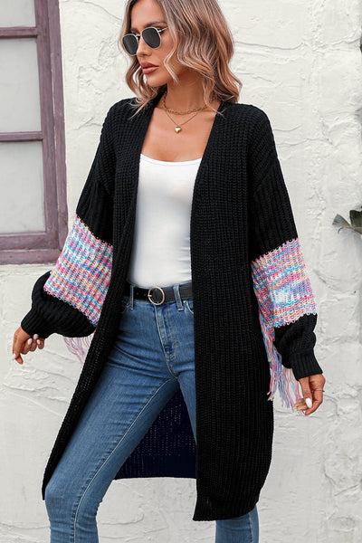 Fringe Sleeve Dropped Shoulder Cardigan - 3 color options