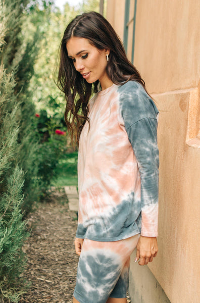 Tickle Me Tie Dye Top in Peach