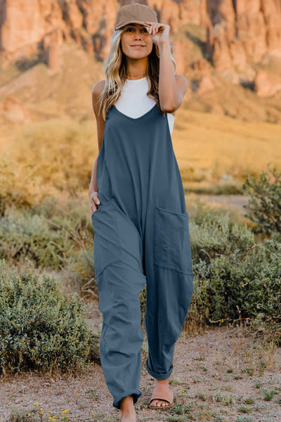 Double Take  V-Neck Sleeveless Jumpsuit with Pocket - 6 colors!