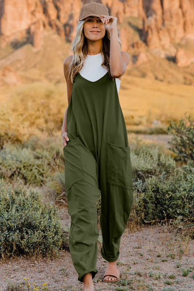 Double Take  V-Neck Sleeveless Jumpsuit with Pocket - 6 colors!