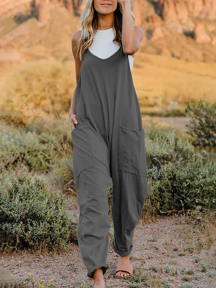 Double Take Full Size Sleeveless V-Neck Pocketed Jumpsuit - 3 color options!