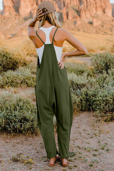 V-Neck Sleeveless Jumpsuit with Pocket - 5 color options