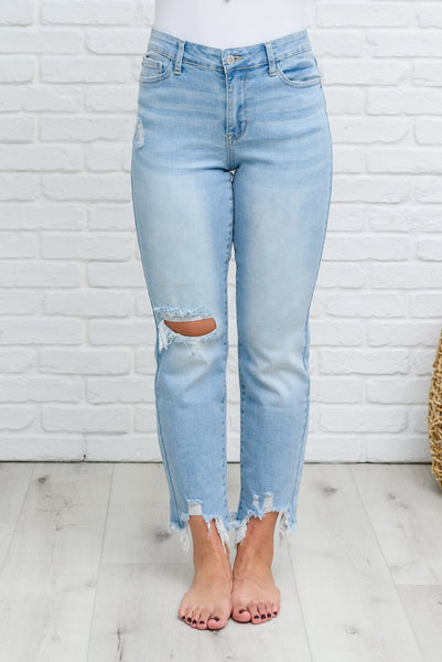 Mid-rise Destroyed Hem Boyfriend Jeans