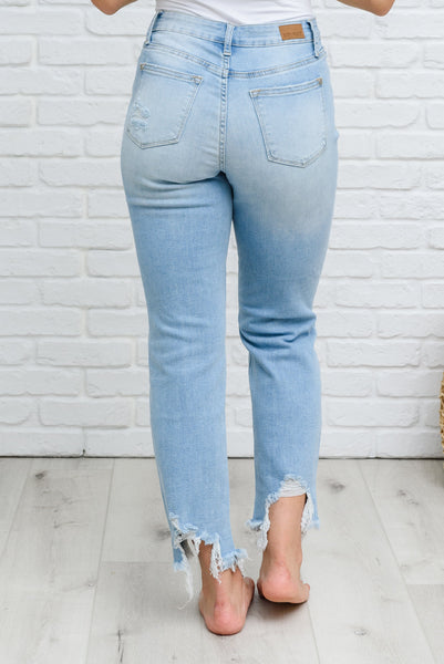 Mid-rise Destroyed Hem Boyfriend Jeans