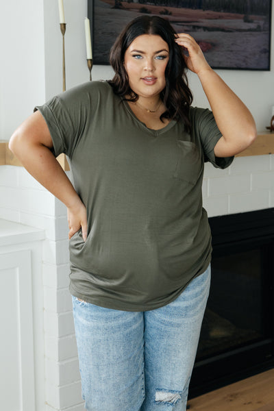 Absolute Favorite V-Neck Top in Olive