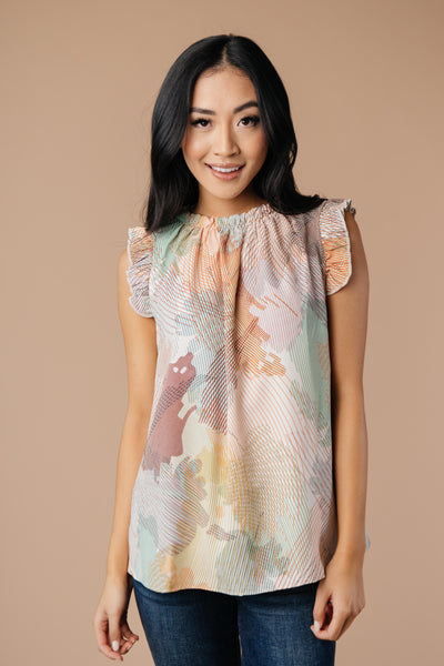 Abstract Floral Lineup Pastel Blouse