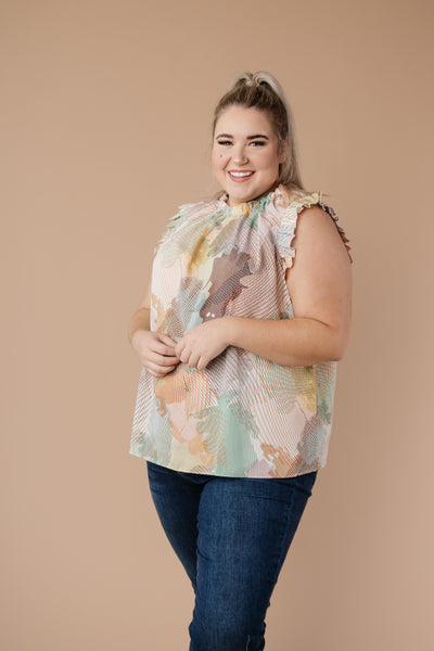 Abstract Floral Lineup Pastel Blouse