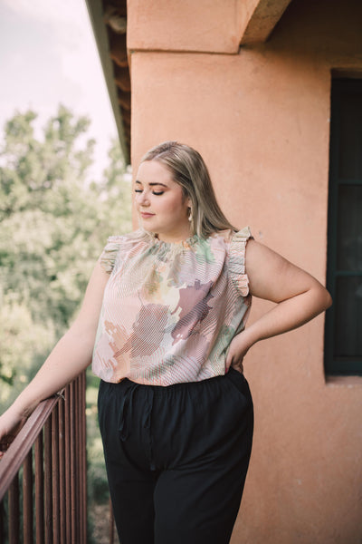 Abstract Floral Lineup Pastel Blouse