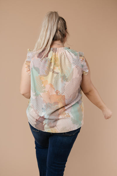 Abstract Floral Lineup Pastel Blouse