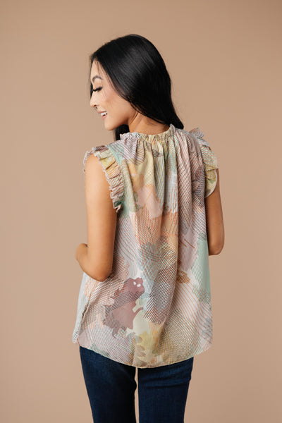 Abstract Floral Lineup Pastel Blouse