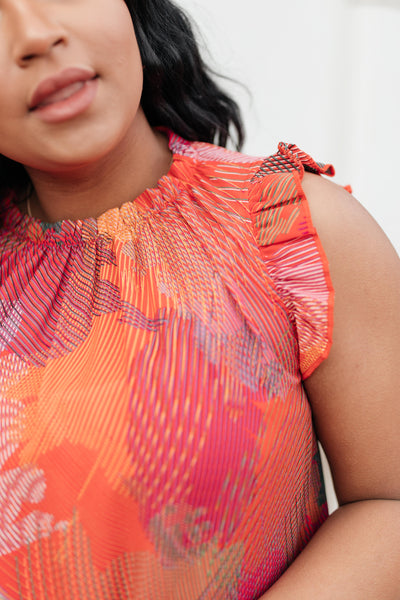 Abstract Floral Lineup Red Blouse