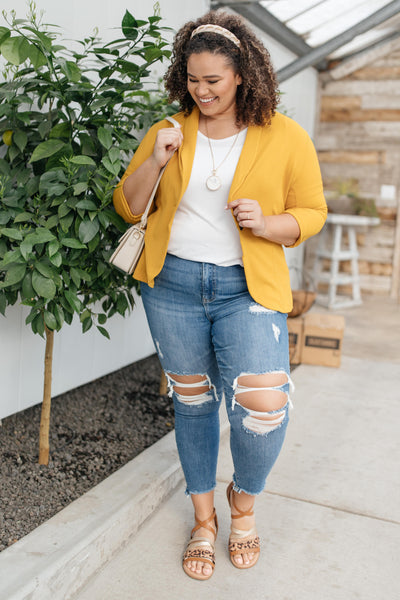 Acting Like A Lady Blazer in Mustard