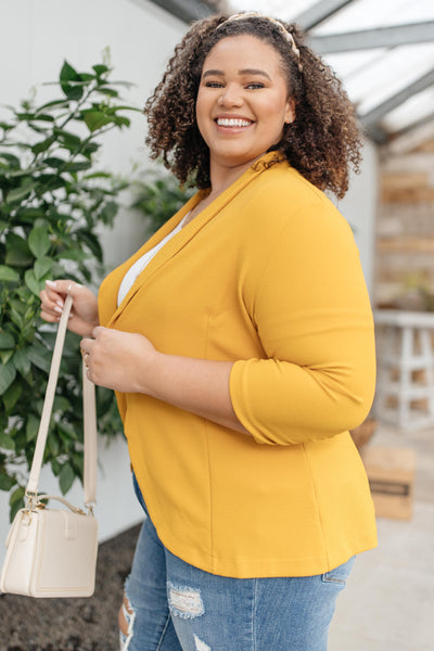 Acting Like A Lady Blazer in Mustard