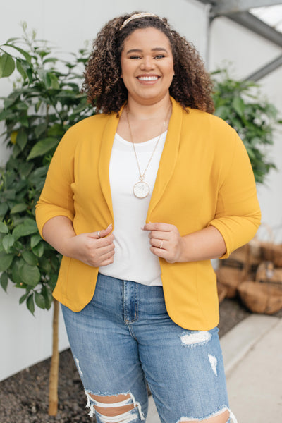 Acting Like A Lady Blazer in Mustard