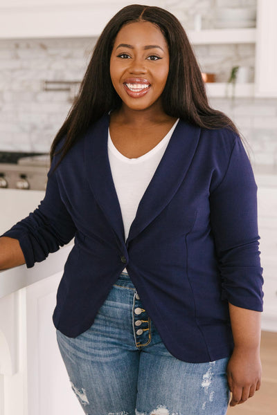 Acting Like A Lady Blazer in Navy