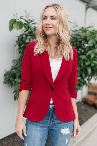 Acting Like A Lady Blazer in Red