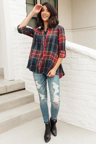 Alana Plaid Button Down Top