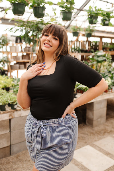 Alyssa Square Neck Tee in Black