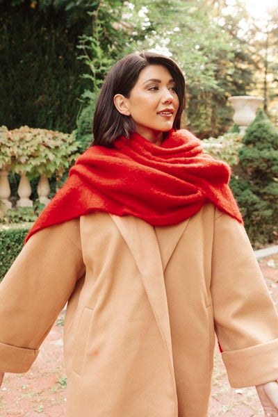 Artisan Fringe Scarf in Red
