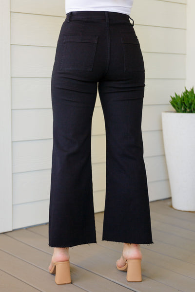 August High Rise Wide Leg Crop Jeans in Black