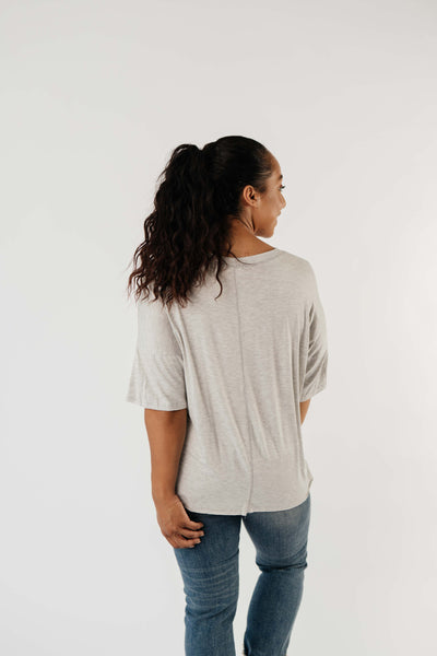 Top Stitch V-Neck In Heather Gray