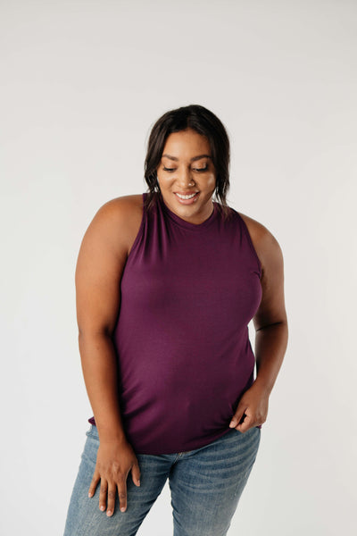 Running Behind Twist Back Tank In Plum