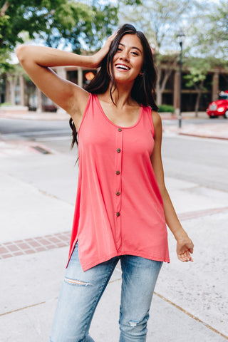 Beat The Heat Button-Down Tank In Coral