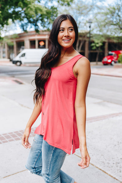 Beat The Heat Button-Down Tank In Coral