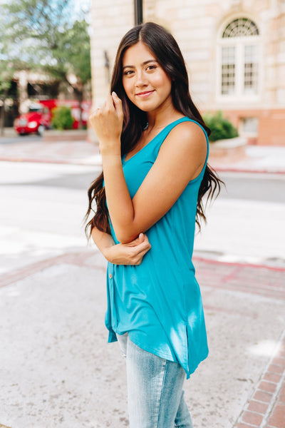 Beat The Heat Button-Down Tank In Teal