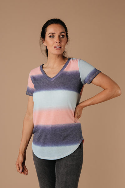 Blurred Stripes V-Neck