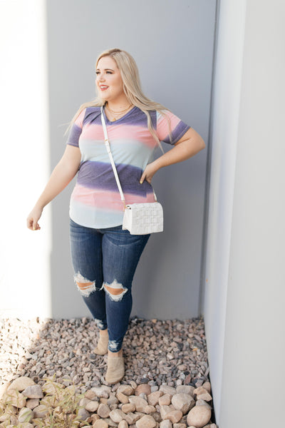 Blurred Stripes V-Neck