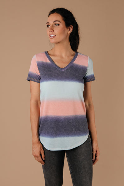 Blurred Stripes V-Neck