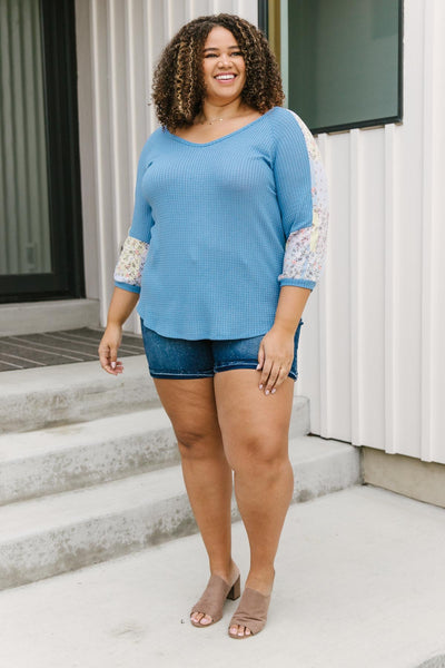 Blushing Blossom Top in Blue