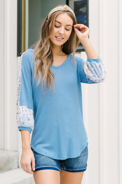 Blushing Blossom Top in Blue