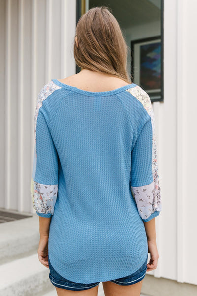 Blushing Blossom Top in Blue