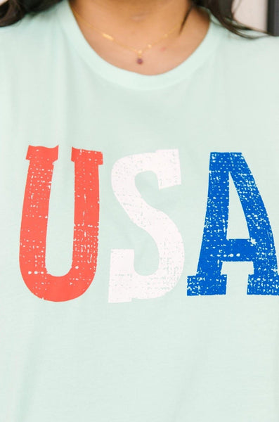 Born In The USA Graphic Tee In Mint