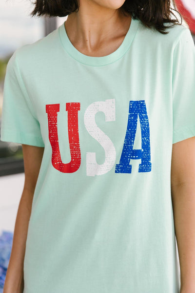 Born In The USA Graphic Tee In Mint