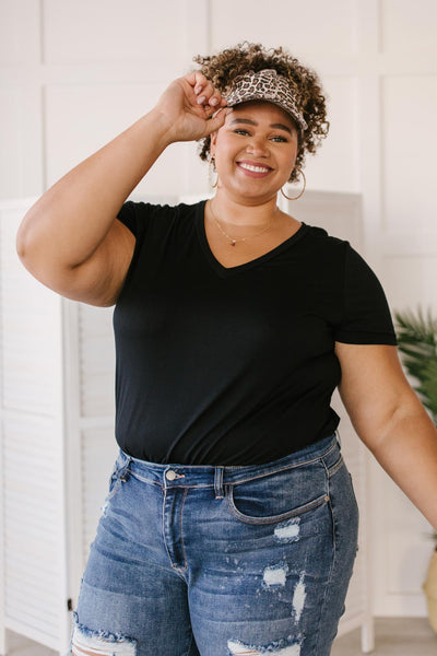 Boyfriend Fit Bodysuit in Black