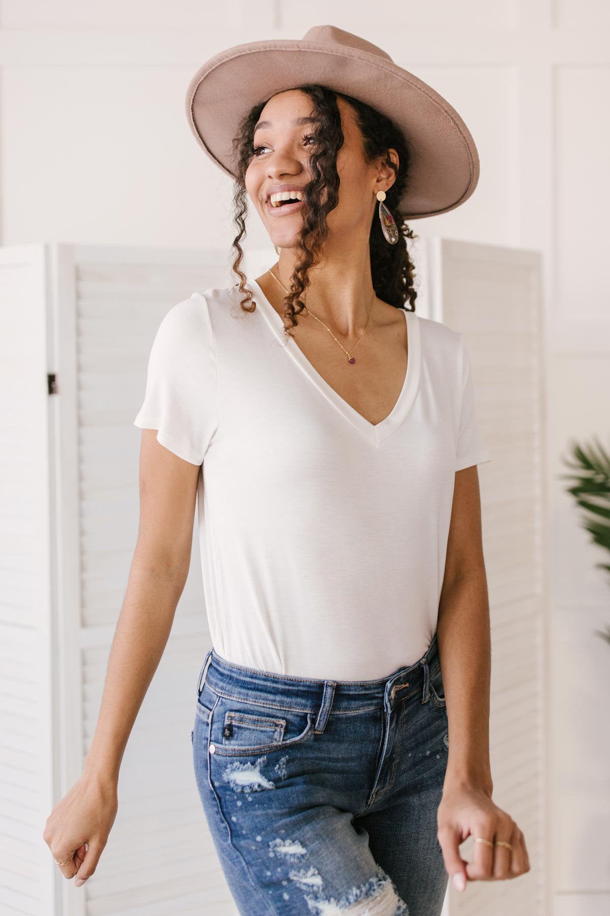 Boyfriend Fit Bodysuit in White