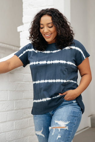 Bright Lights Tie Dye Top in Navy